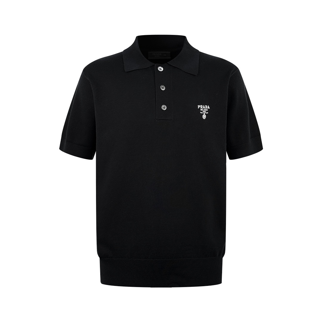 Prada Black Superfine Wool Polo Shirt 2026 | Drip Kickz Prada Black Superfine Wool Polo Shirt