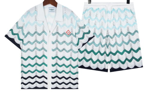 Casablanca Gradient Wave Crochet Shirt And Shorts Set