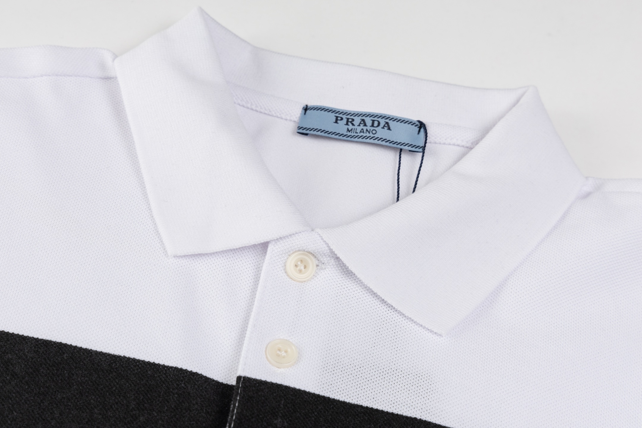 Prada Striped Piqué Polo Shirt Black White 2026 | Drip Kickz Prada Striped Piqué Polo Shirt Black White - Image 3