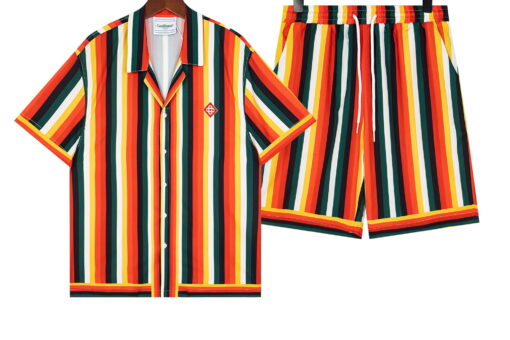 Casablanca Multicolored Striped Towelling Shirt And Shorts Set
