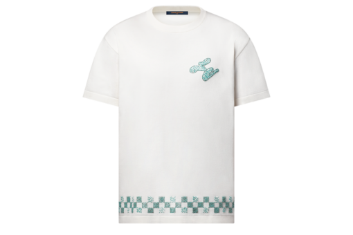 LV Embellished Short-Sleeved Crewneck Milky White