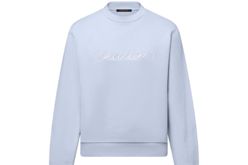 LV Embroidered Cotton Crewneck Light Blue