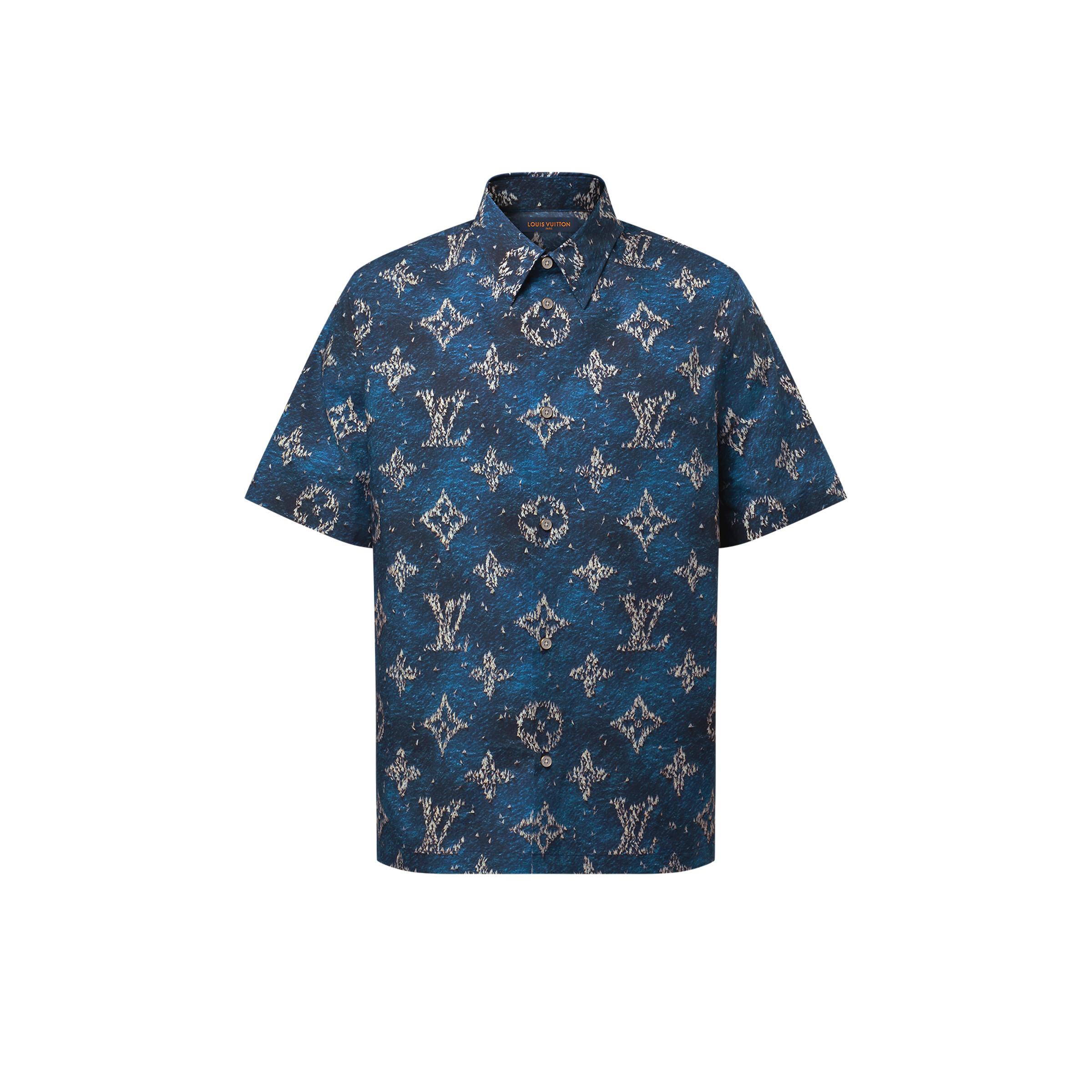 LV Printed Monogram Short-Sleeved Shirt Ocean 2026 | Drip Kickz LV Printed Monogram Short-Sleeved Shirt Ocean - Image 2