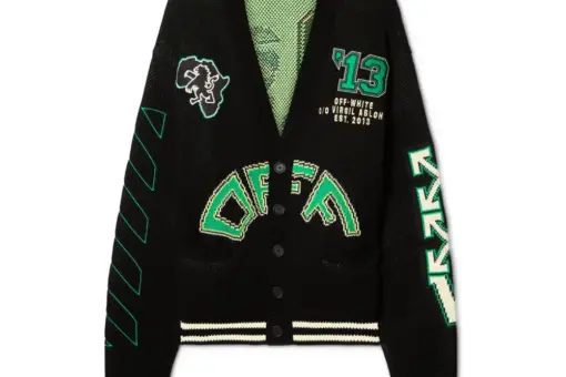 Off-White intarsia-knit wool-blend cardigan black