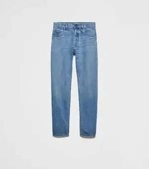 Prada Herringbone Pattern Pants Denim Blue