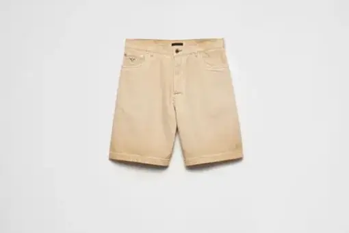 Prada Worn Bull-Denim Bermudas in Natural