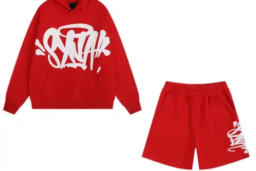 Syna World Fleece Lined Hoodie & Shorts Red