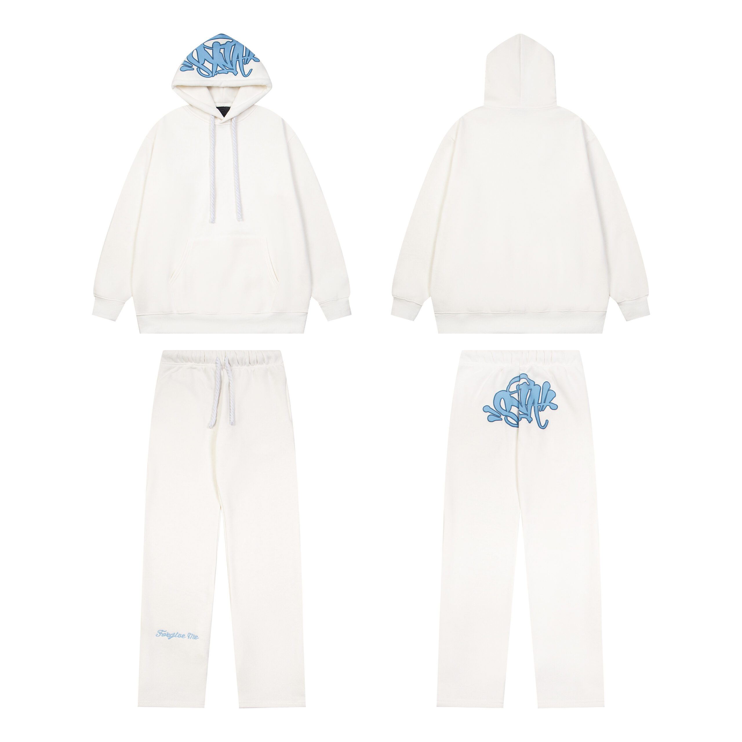 Syna World Tracksuit Hoodie Matching Pants White Blue 2026 | Drip Kickz Syna World Tracksuit Hoodie Matching Pants White Blue