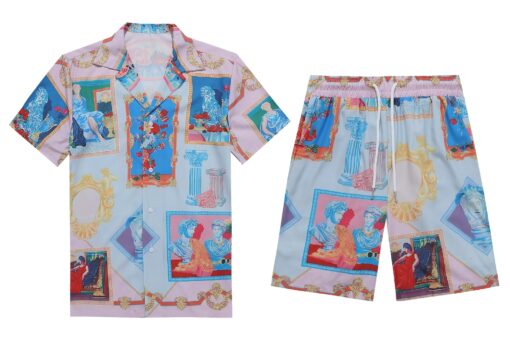 Versace Gallery Print Silk Twill Shirt And Shorts Sets