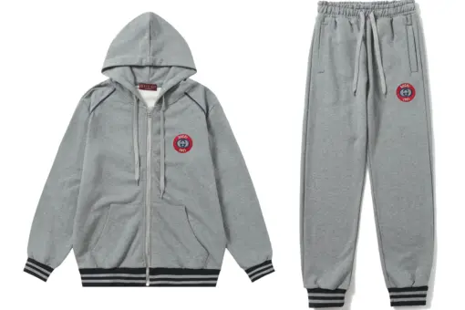 Gray Cotton Full-Zip Tracksuit