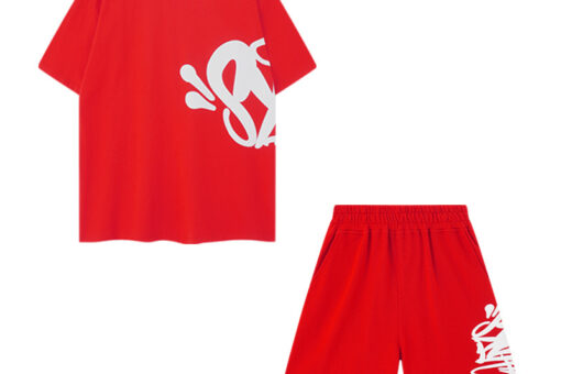 Syna World Shirt Shorts Letter Print Red