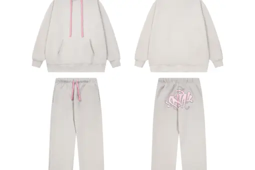 Syna World Tracksuit Hoodie Matching Pants Grey Pink