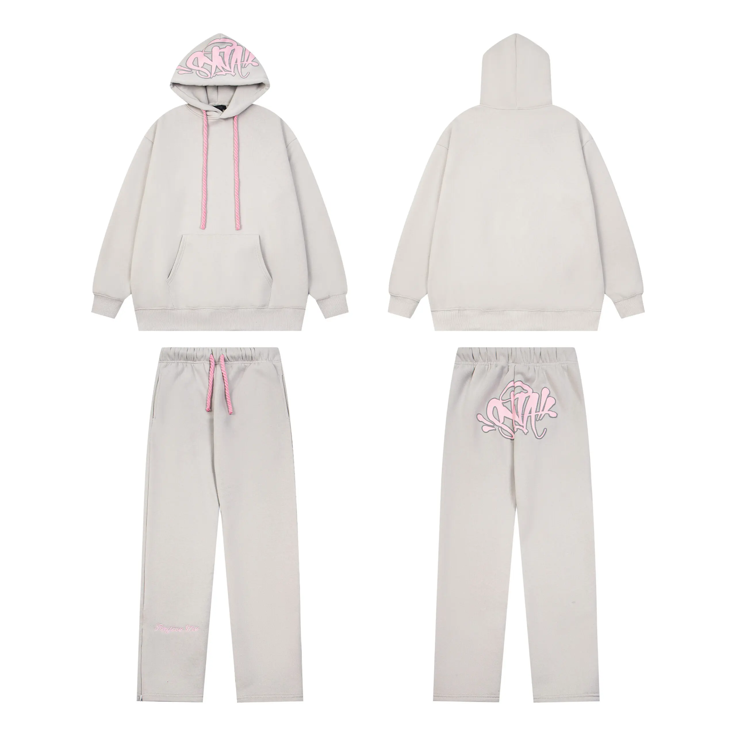 Syna World Tracksuit Hoodie Matching Pants Grey Pink 2026 | Drip Kickz Syna World Tracksuit Hoodie Matching Pants Grey Pink