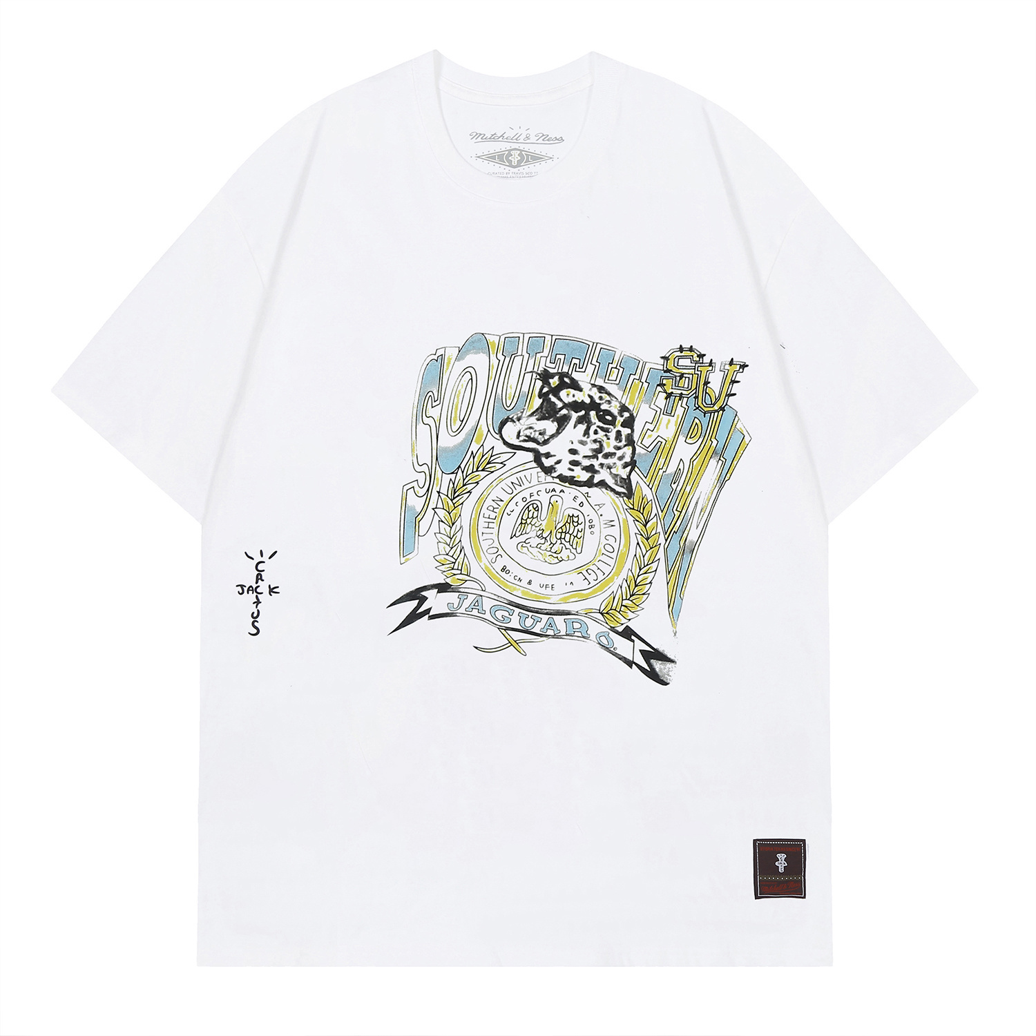 Travis Scott x Mitchell & Ness Southern University Handdrawn Tee White 2026 | Drip Kickz Travis Scott x Mitchell & Ness Southern University Handdrawn Tee White