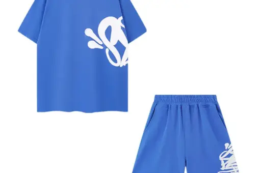 Syna World Shirt Shorts Letter Print Blue