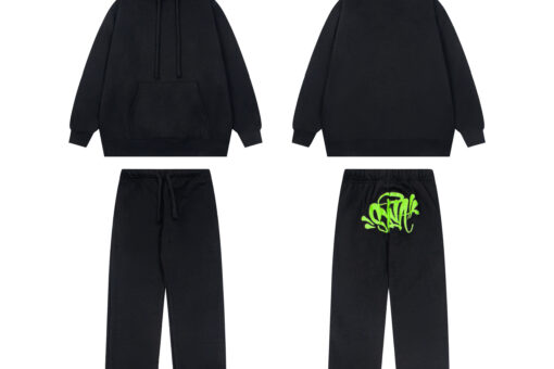 Syna World Tracksuit Hoodie Matching Pants Green Logo Prints