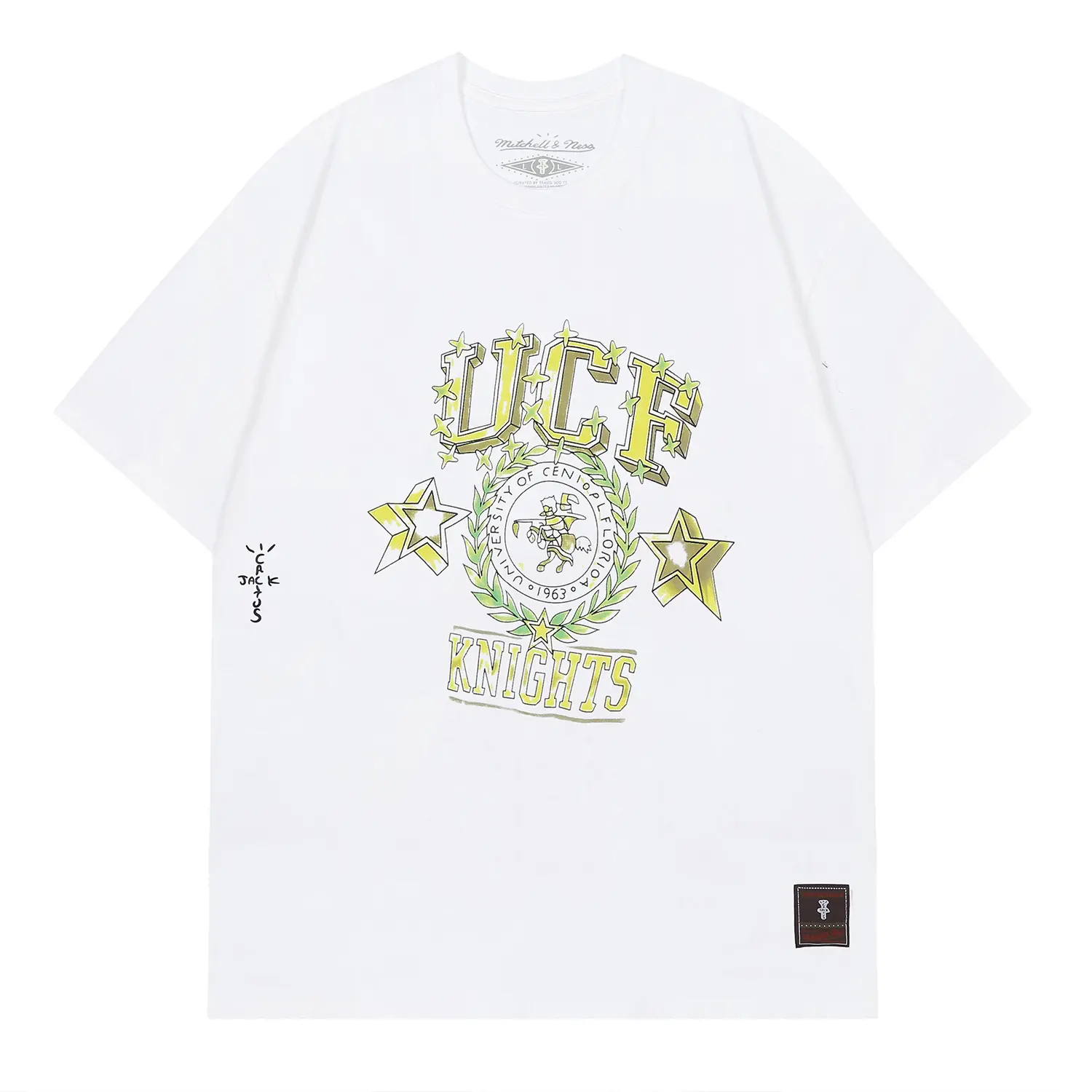Travis Scott x Mitchell & Ness University of Central Florida Graphic T-Shirt White 2026 | Drip Kickz Travis Scott x Mitchell & Ness University of Central Florida Graphic T-Shirt White