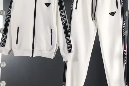 Prada Branded Tracksuits Featuring Black Side Stripes