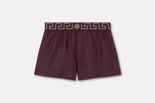Versace Greca Border Swim Shorts Purple