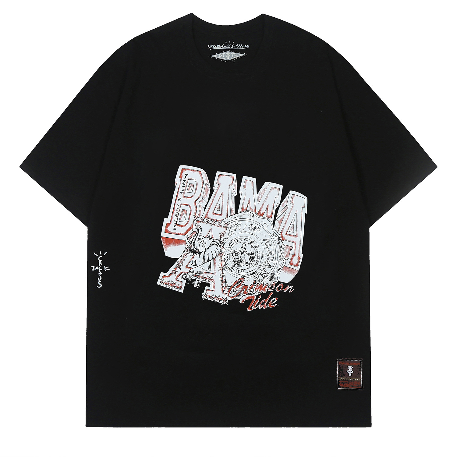Travis Scott x Mitchell & Ness University Of Alabama Handdrawn T Shirt Black 2026 | Drip Kickz Travis Scott x Mitchell & Ness University Of Alabama Handdrawn T Shirt Black