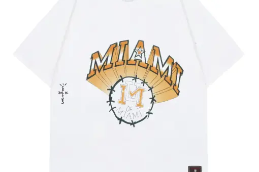 Travis Scott x Mitchell & Ness Miami Hurricanes Hand-Drawn T-Shirt White