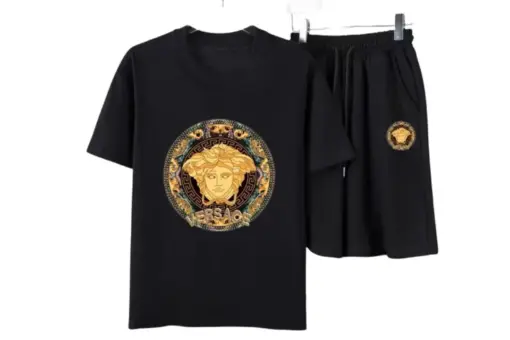 Versace Medusa Head Motif T-Shirt And Shorts Sets Black
