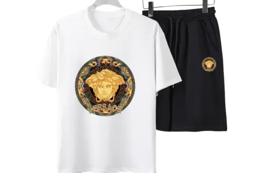 Versace Medusa Head Motif T-Shirt And Shorts Sets White