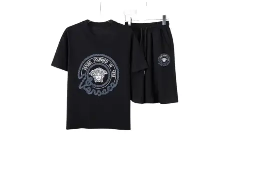 Versace Medusa Head Logo T-Shirt And Shorts Sets Black