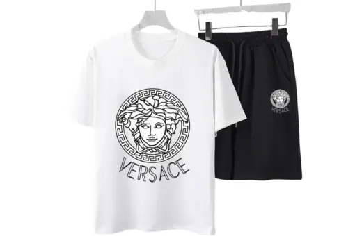 Versace Medusa Head Cotton T-Shirt And Shorts Sets White