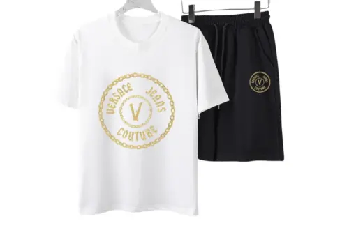 Versace Jeans Couture Chain T-Shirt And Shorts Sets White