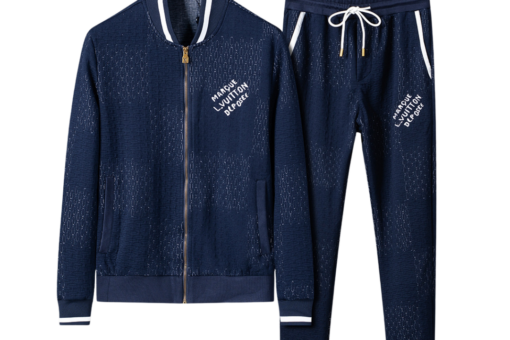 LV Jacquard Cotton Bomber Tracksuit Blue