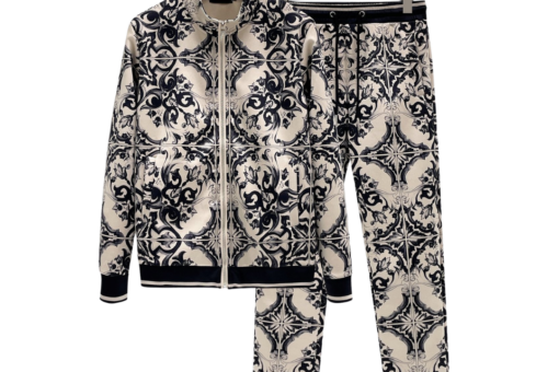 Dolce & Gabbana Majolica-Print Silk Bomber Tracksuit