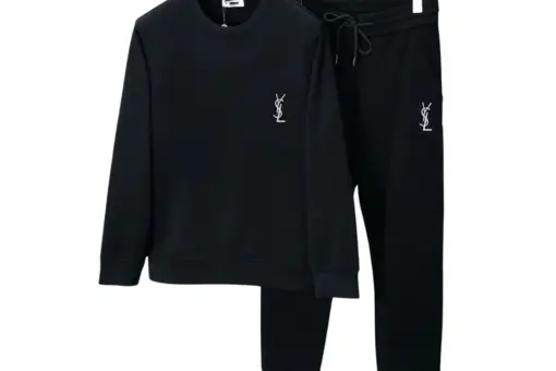 YSL Embroidered Icon Crew Black Tracksuit