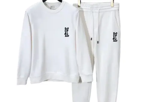 YSL Embroidered Icon Crew White Tracksuit