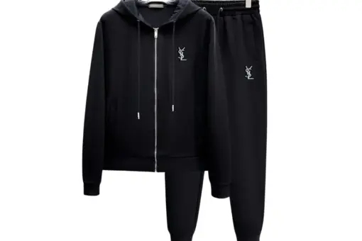 YSL Luxury Black Zip-Up Hooded Tracksuit