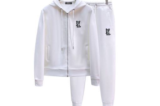 YSL Luxury White Zip-Up Hooded Tracksuit