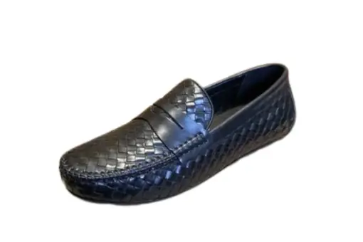 Bottega Veneta Intrecciato Loafers Driving Textured Black