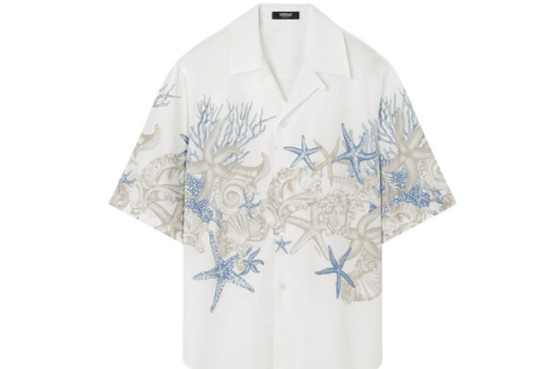 Versace Barocco Sea cotton shirt white/cornflower blue