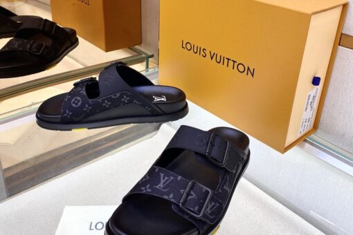 LV Sandals Monogram Canvas Black