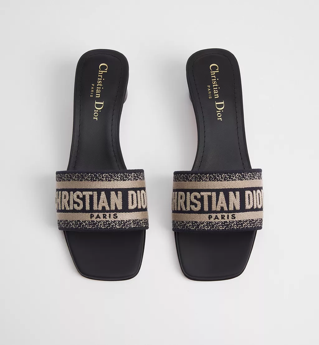 Dway Heeled Slide Deep Blue Embroidered Cotton 2026 | Drip Kickz Dway Heeled Slide Deep Blue Embroidered Cotton - Image 2