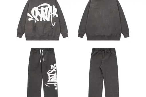 Syna World Foaming Letters Tracksuit Set Royal Grey White