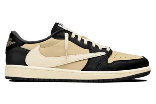 Air Jordan 1 x Travis Scott Unisex Sneaker Beige and Black