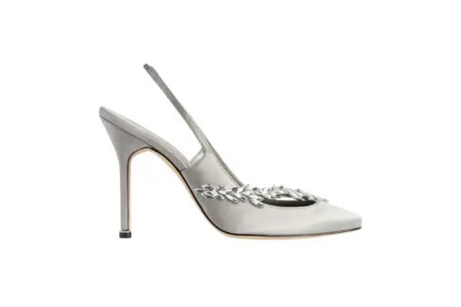 Balenciaga Manolo Blahnik Slingback Grey Plume