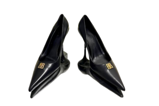 Balenciaga Avenue Bb Editor Pumps Black Leather Gold-Tone - 37