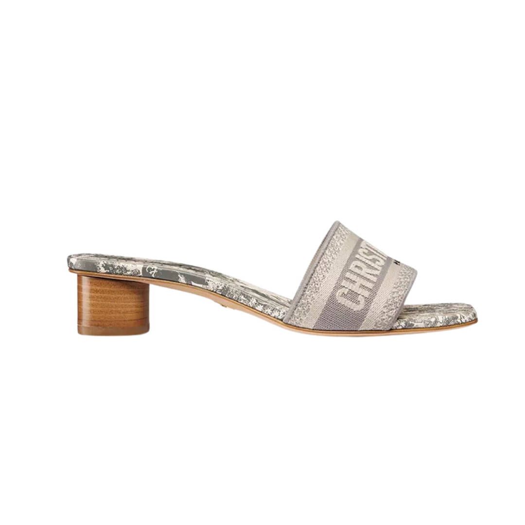 Dway Heeled Slide Gray Embroidered Cotton 2026 | Drip Kickz Dway Heeled Slide Gray Embroidered Cotton