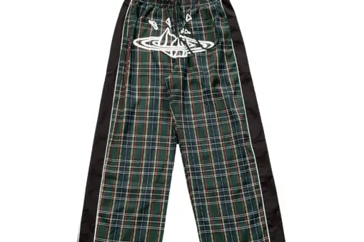 Syna World Green Silk Plaid Track Pants