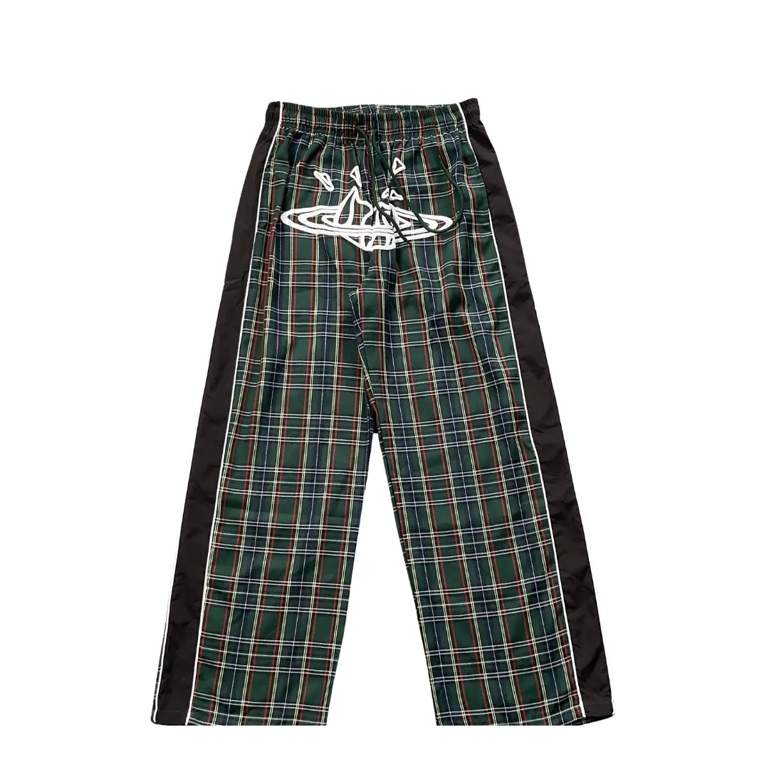 Syna World Green Silk Plaid Track Pants 2026 | Drip Kickz Syna World Green Silk Plaid Track Pants