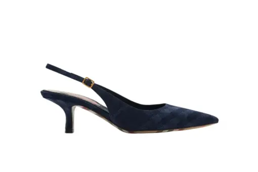 Burberry Check Dame Slingback Pumps Blue