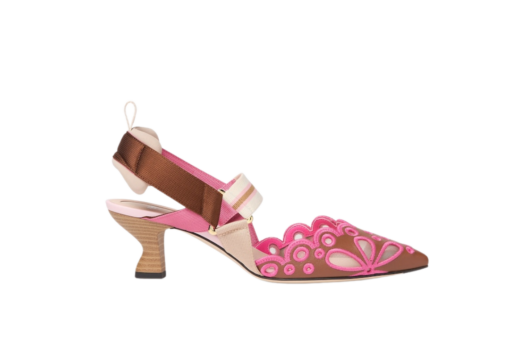 Fendi Colibrì Brown Leather Medium-Heeled Slingbacks