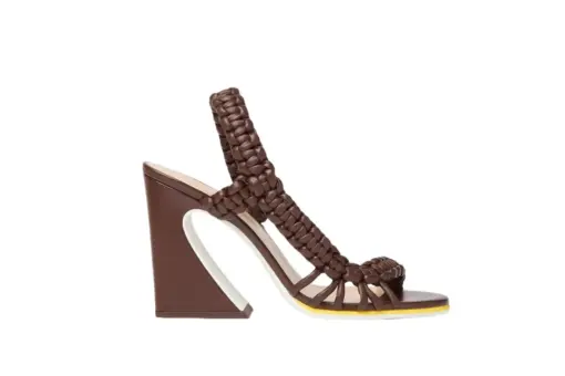 Fendi Arco Dark Brown Leather High-Heeled Sandals